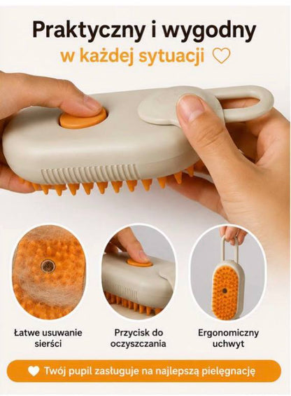 PetGlow - Parowa szczotka do pielęgnacji psów i kotów 3w1 - Szczotka z funkcją mgiełki.